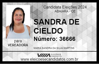 Candidato SANDRA DE CIELDO 2024 - ABAIARA - Eleições