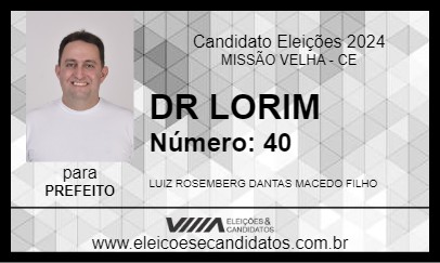 Candidato DR LORIM 2024 - MISSÃO VELHA - Eleições