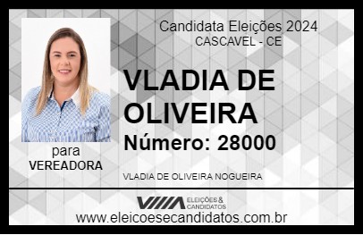 Candidato VLADIA DE OLIVEIRA 2024 - CASCAVEL - Eleições