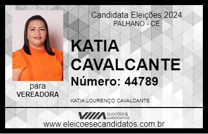 Candidato KATIA CAVALCANTE 2024 - PALHANO - Eleições