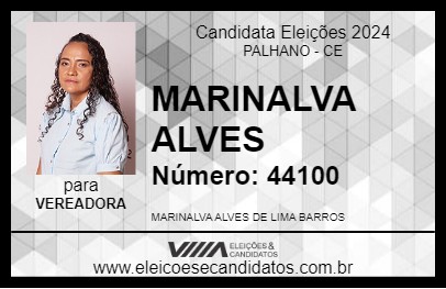 Candidato MARINALVA ALVES 2024 - PALHANO - Eleições