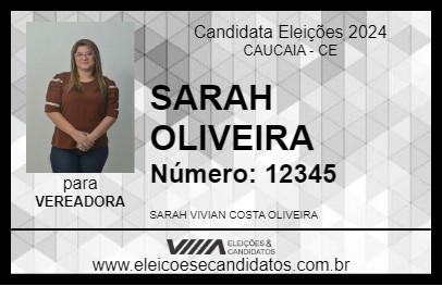 Candidato SARAH OLIVEIRA 2024 - CAUCAIA - Eleições