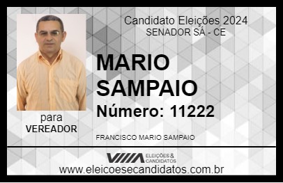 Candidato MARIO SAMPAIO 2024 - SENADOR SÁ - Eleições