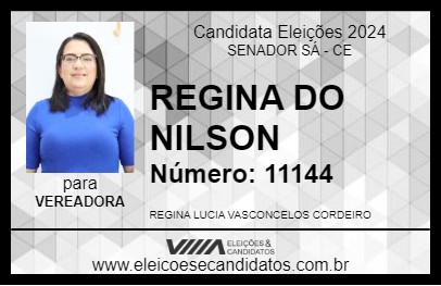 Candidato REGINA DO NILSON 2024 - SENADOR SÁ - Eleições