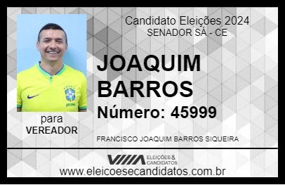 Candidato JOAQUIM BARROS 2024 - SENADOR SÁ - Eleições