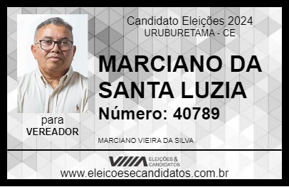 Candidato MARCIANO DA SANTA LUZIA 2024 - URUBURETAMA - Eleições