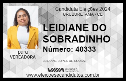 Candidato LEIDIANE DO SOBRADINHO 2024 - URUBURETAMA - Eleições