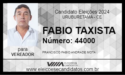 Candidato FABIO TAXISTA 2024 - URUBURETAMA - Eleições