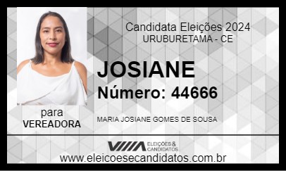 Candidato JOSIANE 2024 - URUBURETAMA - Eleições