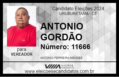 Candidato ANTONIO GORDÃO 2024 - URUBURETAMA - Eleições