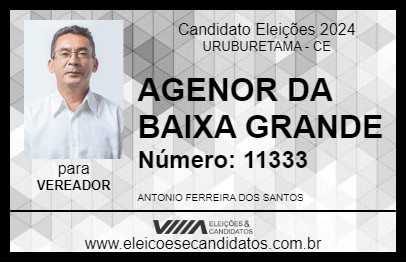 Candidato AGENOR DA BAIXA GRANDE 2024 - URUBURETAMA - Eleições