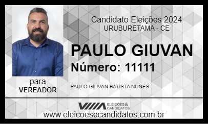 Candidato PAULO GIUVAN 2024 - URUBURETAMA - Eleições