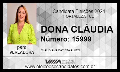 Candidato DONA CLÁUDIA 2024 - FORTALEZA - Eleições