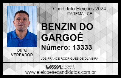 Candidato BENZIN DO GARGOÊ 2024 - ITAREMA - Eleições