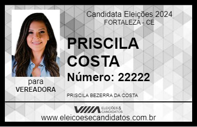 Candidato PRISCILA COSTA 2024 - FORTALEZA - Eleições