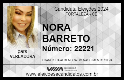 Candidato NORA BARRETO 2024 - FORTALEZA - Eleições