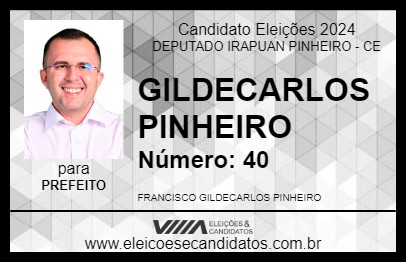 Candidato GILDECARLOS PINHEIRO 2024 - DEPUTADO IRAPUAN PINHEIRO - Eleições