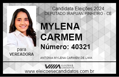 Candidato MYLENA CARMEM 2024 - DEPUTADO IRAPUAN PINHEIRO - Eleições