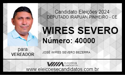 Candidato WIRES SEVERO 2024 - DEPUTADO IRAPUAN PINHEIRO - Eleições