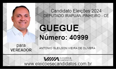 Candidato GUEGUE 2024 - DEPUTADO IRAPUAN PINHEIRO - Eleições