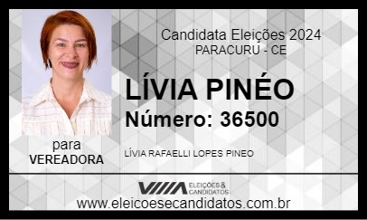 Candidato LÍVIA PINÉO 2024 - PARACURU - Eleições