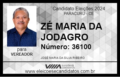 Candidato ZÉ MARIA DA JODAGRO 2024 - PARACURU - Eleições