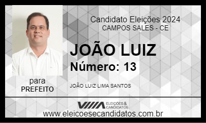 Candidato JOÃO LUIZ 2024 - CAMPOS SALES - Eleições