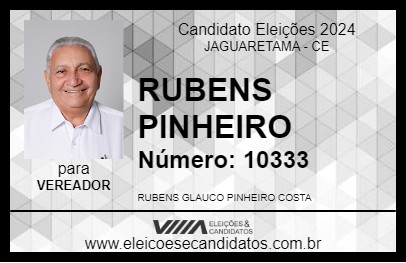 Candidato RUBENS PINHEIRO 2024 - JAGUARETAMA - Eleições