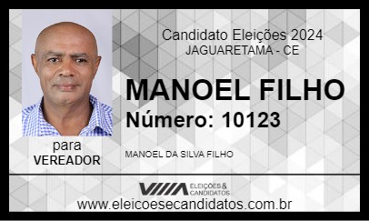 Candidato MANOEL FILHO 2024 - JAGUARETAMA - Eleições