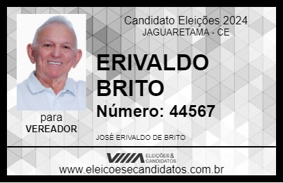 Candidato ERIVALDO BRITO 2024 - JAGUARETAMA - Eleições