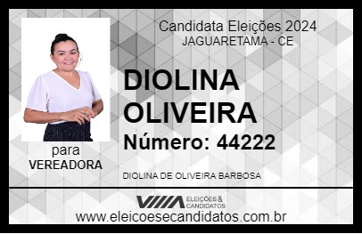 Candidato DIOLINA OLIVEIRA 2024 - JAGUARETAMA - Eleições