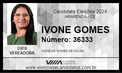 Candidato IVONE GOMES 2024 - ARARENDÁ - Eleições