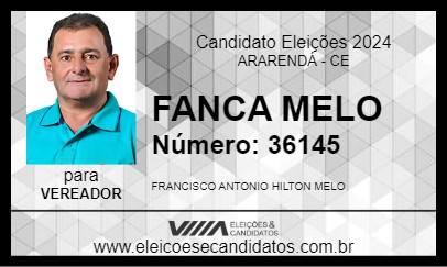 Candidato FANCA MELO 2024 - ARARENDÁ - Eleições