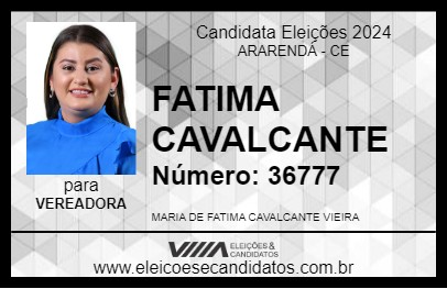 Candidato FATIMA CAVALCANTE 2024 - ARARENDÁ - Eleições