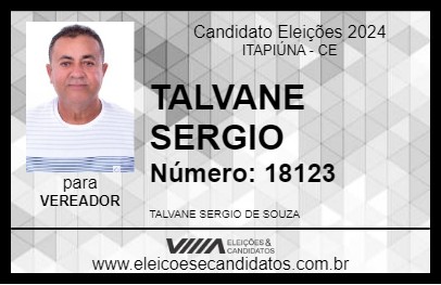 Candidato TALVANE SERGIO 2024 - ITAPIÚNA - Eleições