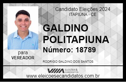 Candidato GALDINO POLITAPIUNA 2024 - ITAPIÚNA - Eleições