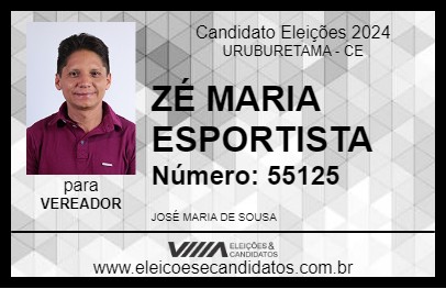 Candidato ZÉ MARIA ESPORTISTA 2024 - URUBURETAMA - Eleições