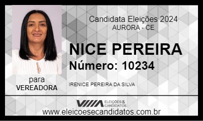 Candidato NICE PEREIRA 2024 - AURORA - Eleições