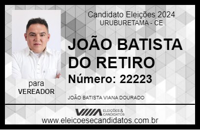 Candidato JOÃO BATISTA DO RETIRO 2024 - URUBURETAMA - Eleições