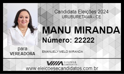 Candidato MANU MIRANDA 2024 - URUBURETAMA - Eleições