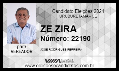 Candidato ZE ZIRA 2024 - URUBURETAMA - Eleições