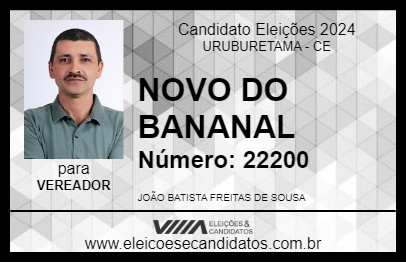 Candidato NOVO DO BANANAL 2024 - URUBURETAMA - Eleições