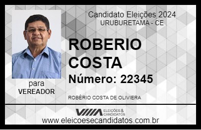 Candidato ROBERIO COSTA 2024 - URUBURETAMA - Eleições