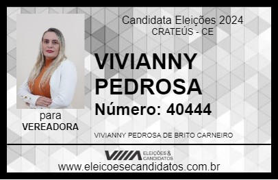 Candidato VIVIANNY PEDROSA 2024 - CRATEÚS - Eleições