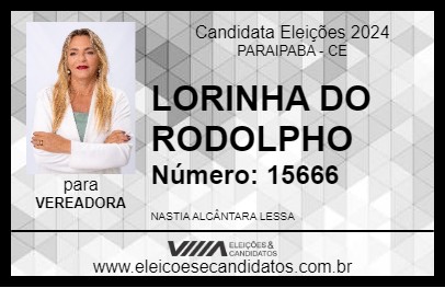 Candidato LORINHA DO RODOLPHO 2024 - PARAIPABA - Eleições