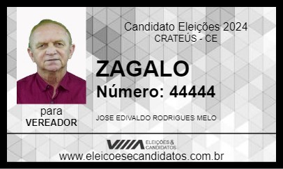 Candidato ZAGALO 2024 - CRATEÚS - Eleições