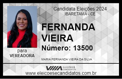 Candidato FERNANDA VIEIRA 2024 - IBARETAMA - Eleições