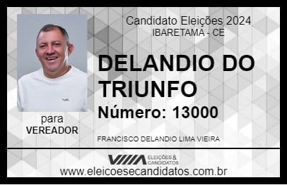 Candidato DELANDIO DO TRIUNFO 2024 - IBARETAMA - Eleições