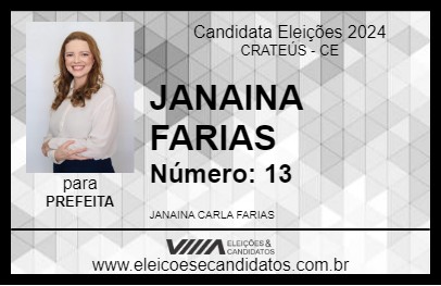 Candidato JANAINA FARIAS 2024 - CRATEÚS - Eleições