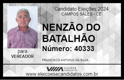 Candidato NENZÃO DO BATALHÃO 2024 - CAMPOS SALES - Eleições